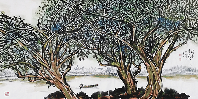 冯汉江作品《浔溪》尺寸：69cmx138㎝.jpg