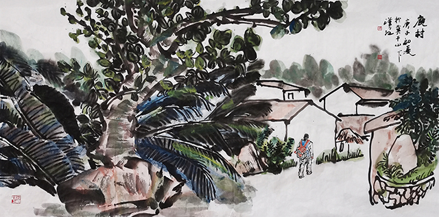 冯汉江作品《庾村》尺寸：69cmx138㎝.jpg