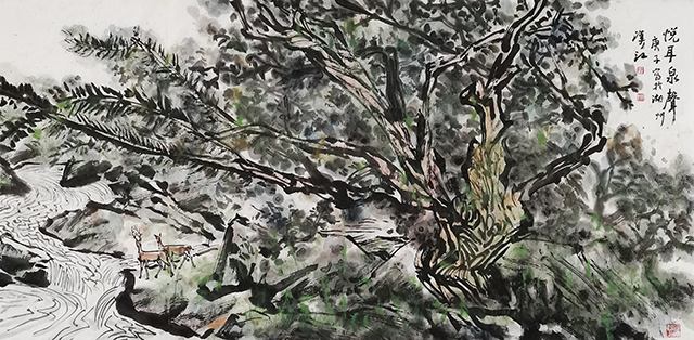 冯汉江作品《悦耳泉声》尺寸：69cmx138㎝.jpg