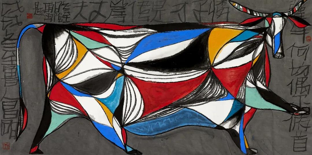 《犟牛》&nbsp; 68×138cm 2018年