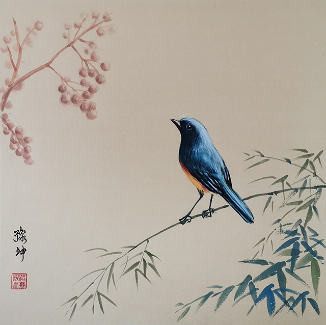 路豫坤作品：青竹小鸟 规格：镜心 价格：面议.jpg