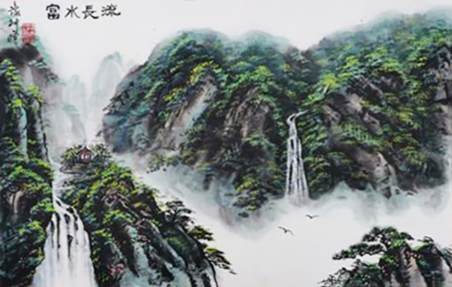 路豫坤作品：富水长流 规格：斗方 价格：面议.jpg