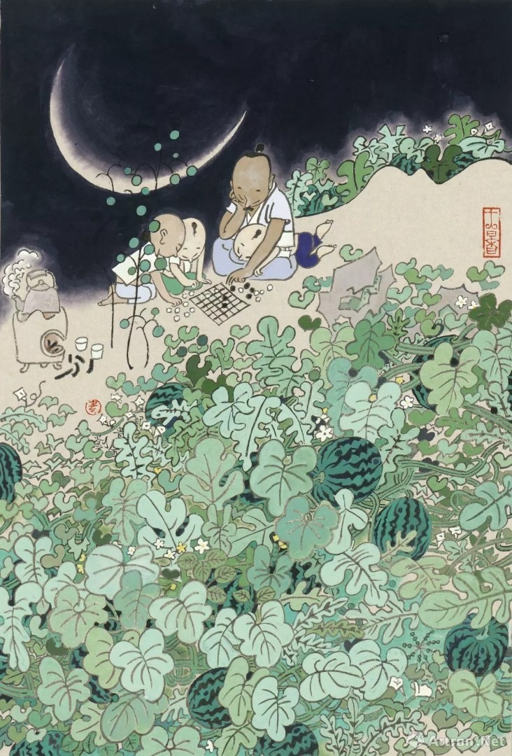 大暑&nbsp;刘金贵&nbsp;45x30cm 绢本设色&nbsp; 2019