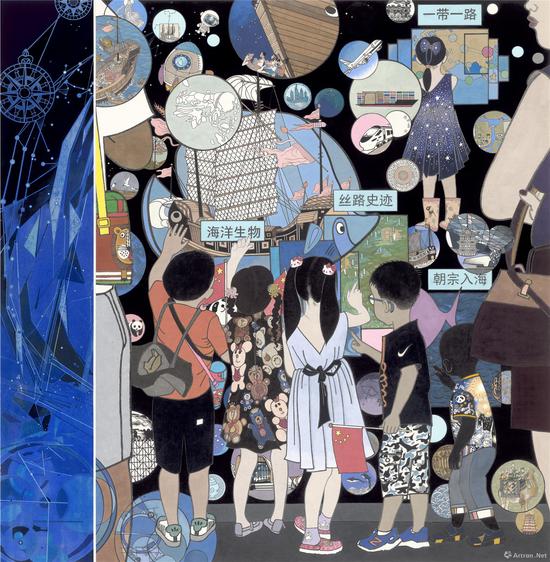 丝路史迹 朝宗入海&nbsp;焦洋&nbsp;181x185cm 纸本设色 2019