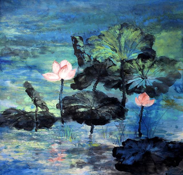 《荷塘争艳》规格：68cmx67cm.JPG