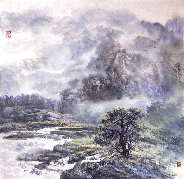 《溪泉潺潺弄八音》规格：68cmx68cm.JPG