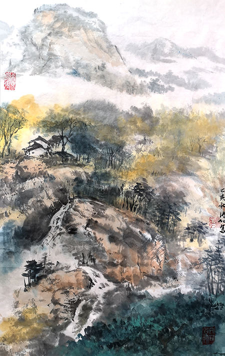 《山望人家》规格：34cmx60cm.JPG