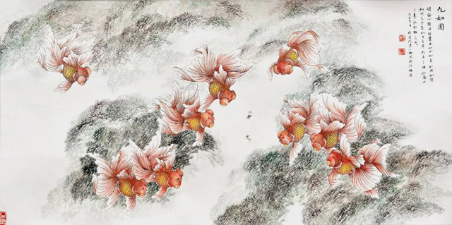 林庆萍 陈长智作品《九如图》规格：8平尺.jpg