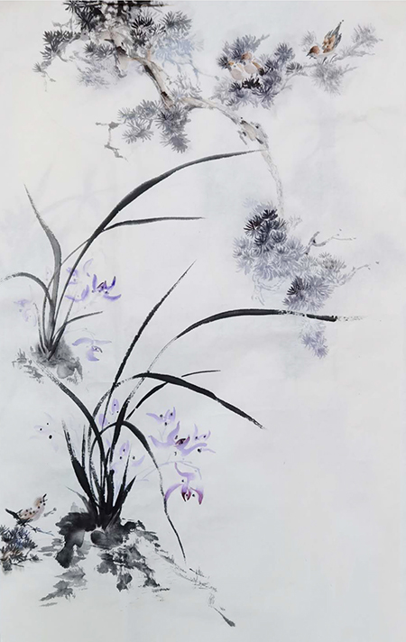 李丹作品《松蘭图》规格：68x100cm.jpg