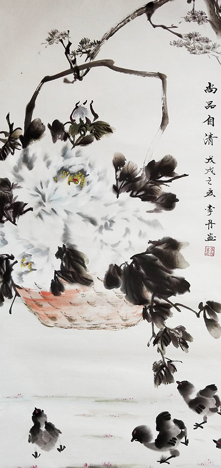 李丹作品《白牡丹尚品自清》规格：55×100cm.jpg