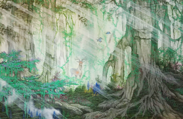 8.《神鹿.光与蝶的舞蹈》（森林光影系列代表作）尺寸200x125.jpg