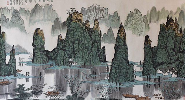 康健作品《春到漓江千山翠》180cmX95cm 2017年.jpg