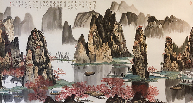 康健作品《漓江秋色》180cmX95cm 2017年.jpg