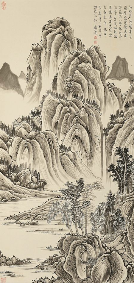 康健作品《青山幽翠图》139cmX70cm 2016年.jpg