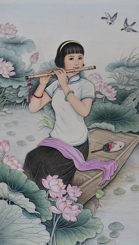 《荷塘笛声》109X63cm.JPG