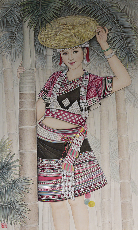 巜花腰傣少女》104X64cm.jpg