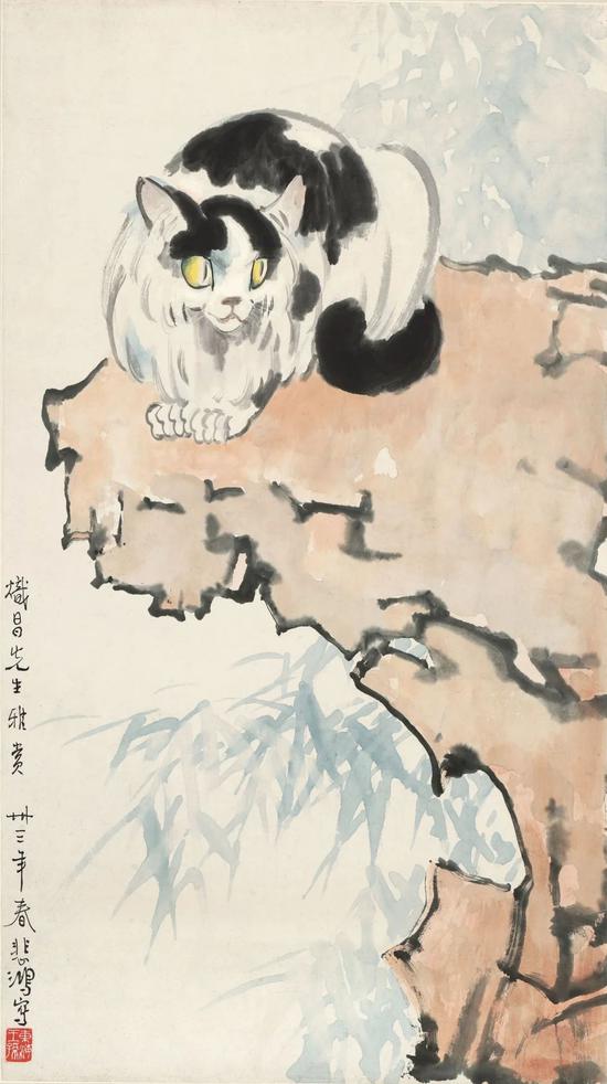徐悲鸿 猫琚图 38.5×68.7cm