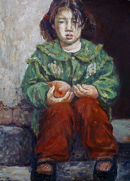 绿袄女孩 64x80cm 1998年.JPG
