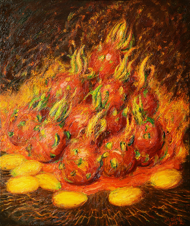 8、《火龙果》65cm X55cm 油画 2017年 洪瑞生.jpg