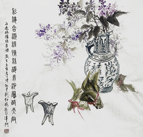 《彩绳含泪缠情思》68cmx68cm.jpg