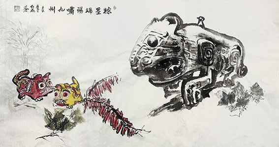 《粽墨端阳啸九州》136cmX68CM刘红梅.jpg