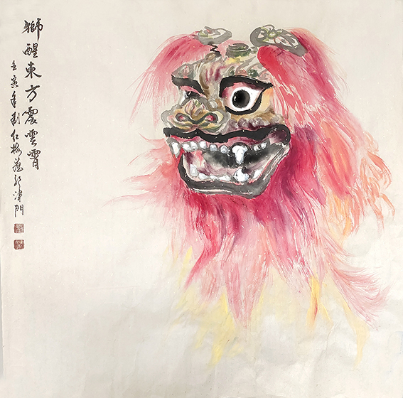 《狮醒东方震云霄》68cmX68cm11.jpg