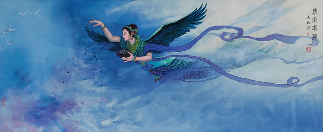 精卫填海当代帛画.jpg