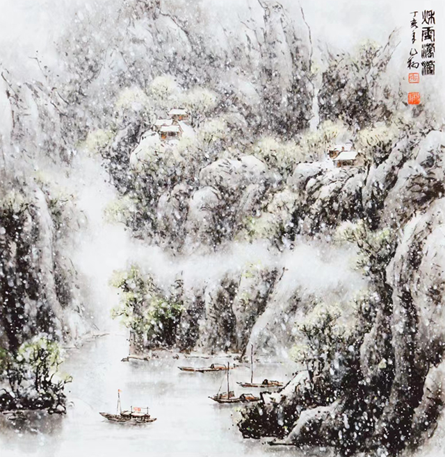 张得翔作品《秋雪朦朦》90㎝x90㎝2007年.jpg