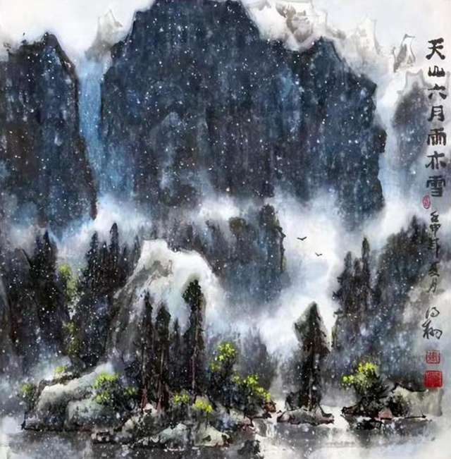 张得翔作品《天山六雨亦雪》68㎝x68㎝1992年.jpg