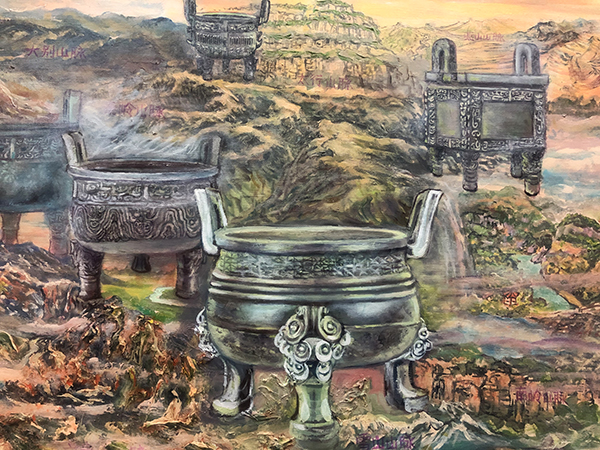 中国商周青铜文物油画《楚大鼎》.jpg