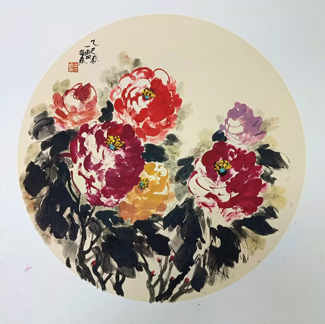 林一雷作品《峨眉牡丹乃国色》（峨眉山指画，峨眉牡丹林氏画法技艺）.jpg