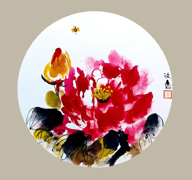 林一雷作品《国色天香峨眉有》（四川省非物质文化遗产峨眉山指画，峨眉山市非物质文化遗产峨眉牡丹林氏画法技艺）.jpg