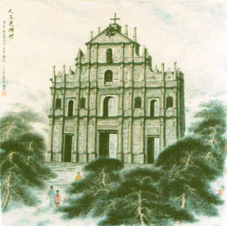 大三巴牌坊 67×67cm