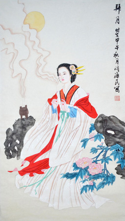 《拜月》138cm×68cm