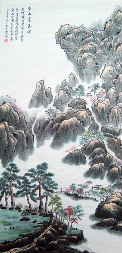 《春山高寿图》68cm×136cm