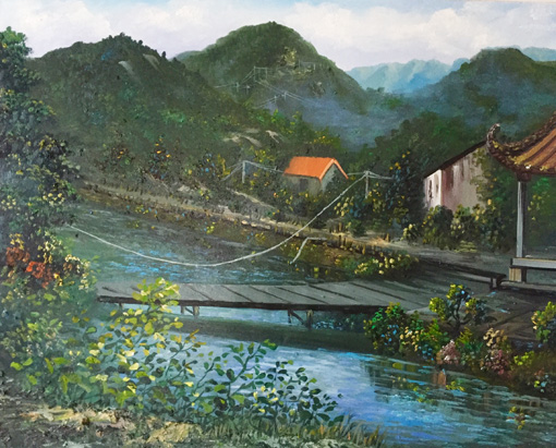 《浙江慈溪大山风景》规格:90×80cm 布面画心 《浙江慈溪大山风景》规格:90×80cm 布面画心