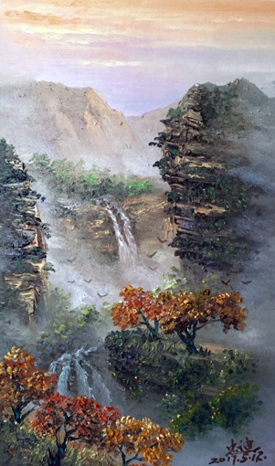 《鸿运金秋》规格:58×39cm 布面画心 《鸿运金秋》规格:58×39cm 布面画心