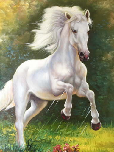 《赵子龙神马》规格:80×48cm 布面画心 《赵子龙神马》规格:80×48cm 布面画心