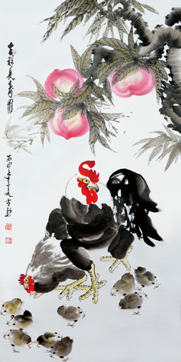 《吉祥长寿图》78cm×138cm 《吉祥长寿图》78cm×138cm