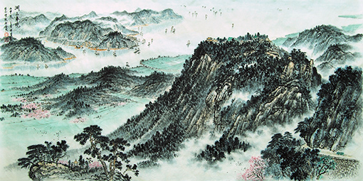 《湖山春晓》138cm×69cm 《湖山春晓》138cm×69cm