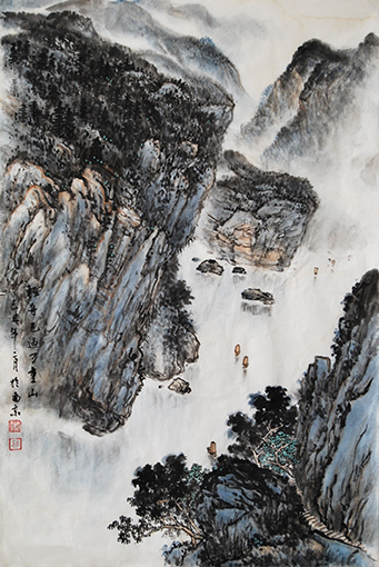 《轻舟已过万重山》138cm×69cm 《轻舟已过万重山》138cm×69cm