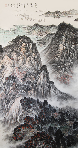 《秋实湖水笑》180cm×97cm 《秋实湖水笑》180cm×97cm