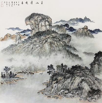 《夏山清晓图》67cm×69cm 《夏山清晓图》67cm×69cm