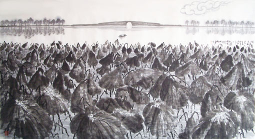 湖光秋色 180×96cm