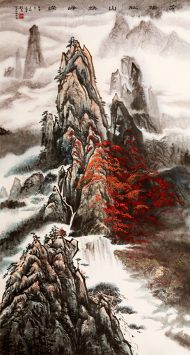 《夕阳秋山焕峥嵘》180×97cm