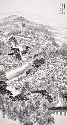 云南西双版纳勐仑镇基诺盛夏图 198cm×98cm