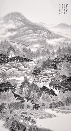云南西双版纳曼鸠大岭幽韵图 198cm×98cm
