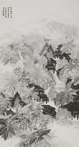 勐仑镇哈尼族古寨深夏图 198cm×98cm
