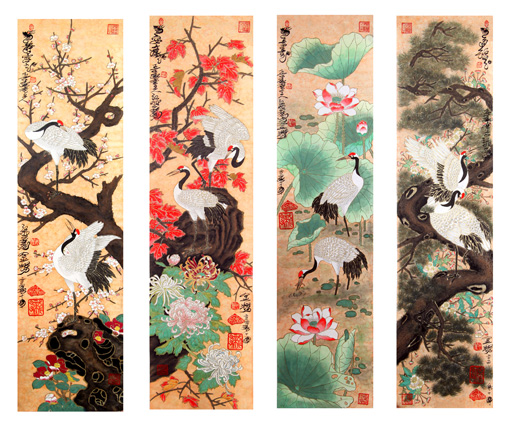 陈金辉作品《福寿康宁四条屏 长1.38米×0.35米×4 （创作于2014年）》