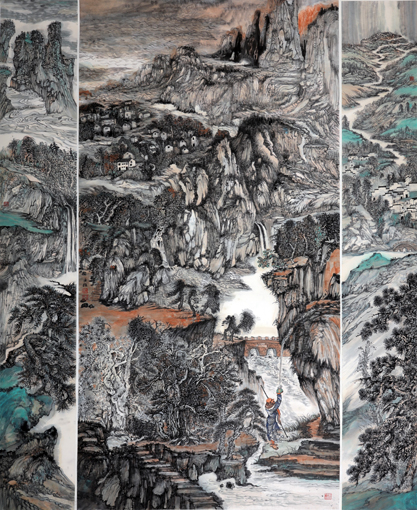 吴维作品《黟县写生幕后》尺寸：240×190cm